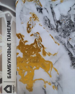 Бамбуковая панель Lamelidecor мрамор белый с золотом LDMС7114 -8 мм